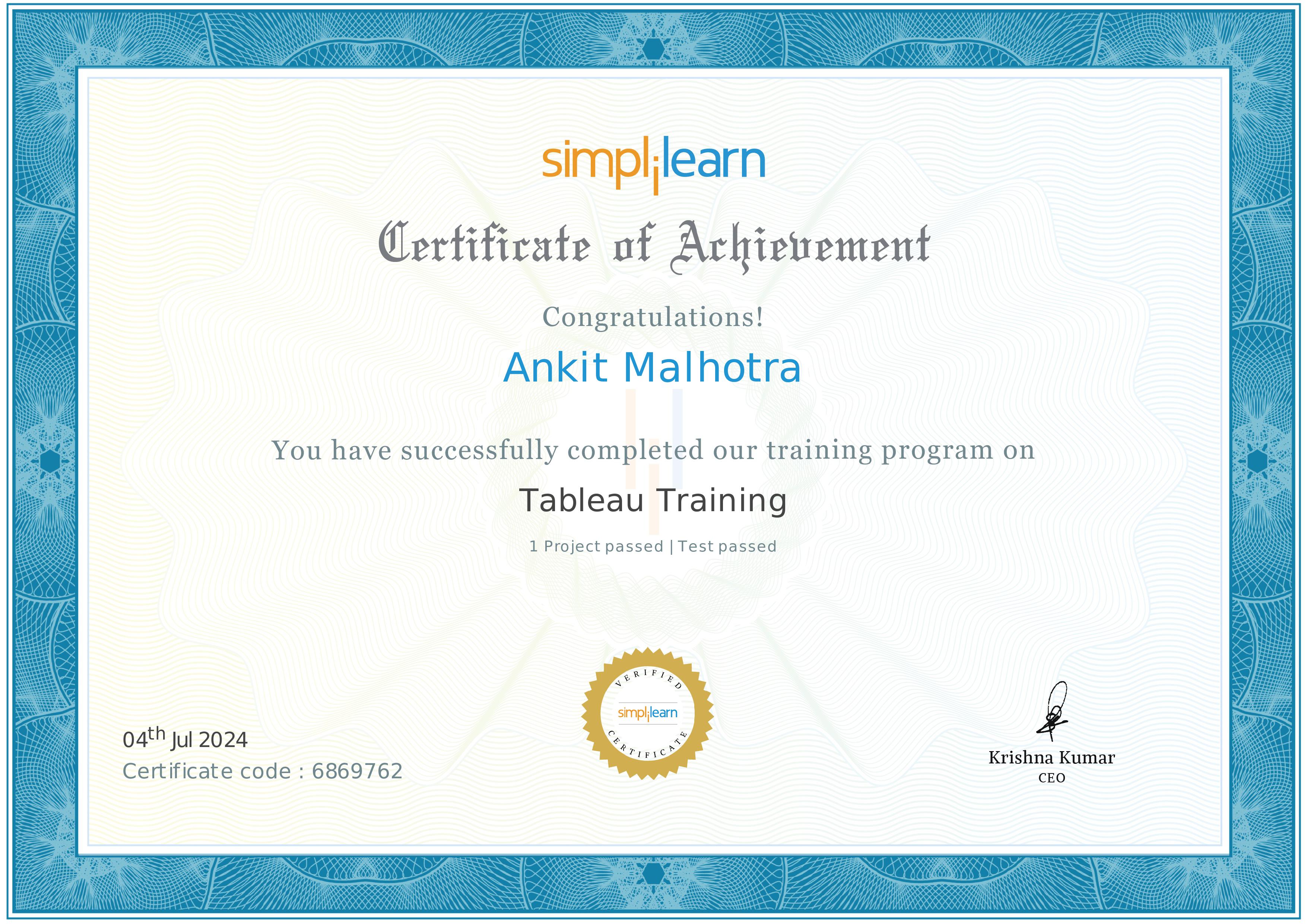 Ankit-MachineLearning Certificate